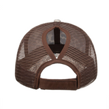 Boss Mare Mesh Back Ponytail High Bun Ball Cap Hat Cheetah