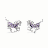 Kid's Genuine Silver Plated Galloping Horse Earrings