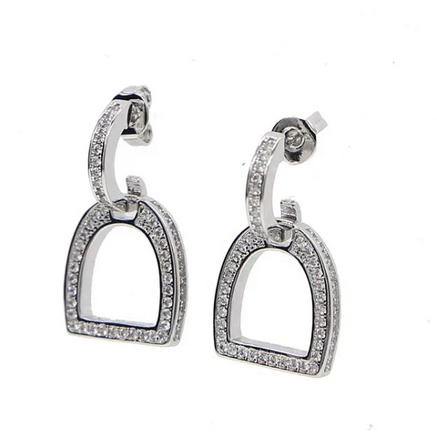 Awst International Clear CZ English Stirrup Earrings