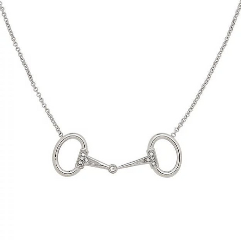 AWST International Rhodium Horse Snaffle Bit Necklace