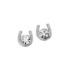 AWST International Sterling Silver and CZ Horseshoe Stud Earrings