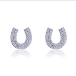 AWST Int'l Rhodium and CZ Horseshoe Earrings