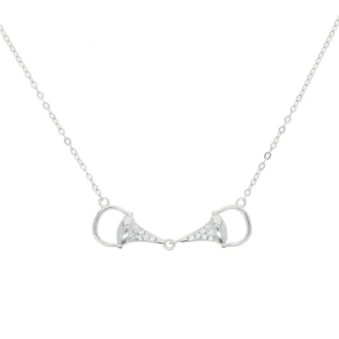 AWST Int'l Sterling Silver & CZ Snaffle Bit Necklace