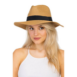 Cap Zone Grosgrain Band Decor Toyo Straw Wide Brim Rancher Hat