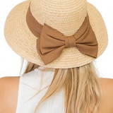 Cap Zone Natural Luxury Soft Crush Straw Cotton Big Bow Sun Hat