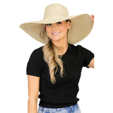Cap Zone Scallop Hem Burlap Chiffon Bow Paper Straw Floppy Sun Hat