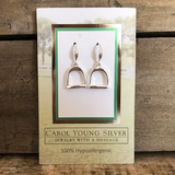 Carol Young Silver English Saddle Stirrup Earrings/Wire
