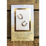Carol Young Silver Horseshoe Earrings/Post