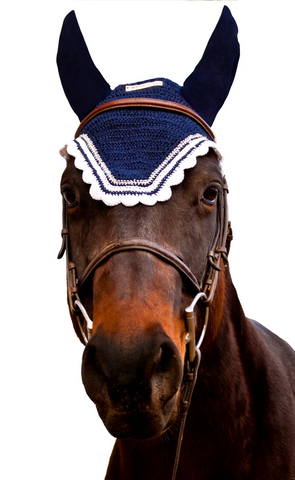 Equine Couture Fly Bonnet with Silver Lurex and Contrast Color