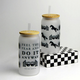 Equestrian Glass Tumbler with Bamboo Lid and Straw