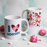 Hunt Seat Paper Co. I Love Horses Valentines Day Equestrian Coffee Mug