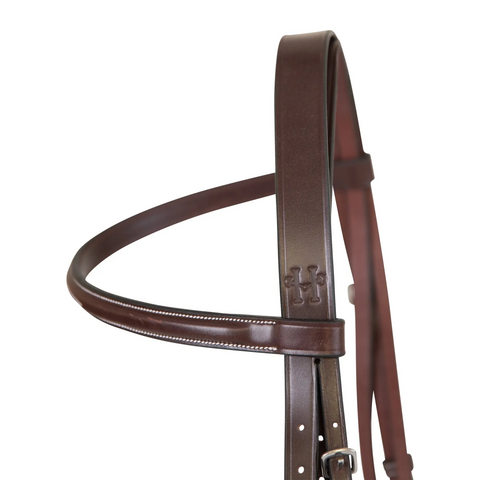 Huntley Equestrian Sedgwick Fancy Stitched Fixed Flash Noseband Bridle with Reins