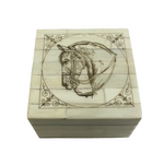 Madison Bay Co 3-1/4" Horse Head Scrimshaw Bone Box