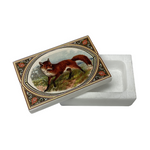 Madison Bay Co. 3" Red Fox Printed Soapstone Box with Lift-Off Lid