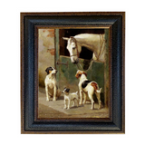 Madison Bay Co. Dog and Horse at Stable Vintage Painting Print on Canvas