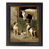 Madison Bay Co. Dog and Horse at Stable Vintage Painting Print on Canvas
