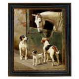 Madison Bay Co. Dog and Horse at Stable Vintage Painting Print on Canvas