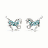 Kid's Genuine Silver Plated Galloping Horse Earrings