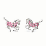 Kid's Genuine Silver Plated Galloping Horse Earrings