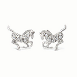 Kid's Genuine Silver Plated Galloping Horse Earrings