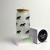 Equestrian Glass Tumbler with Bamboo Lid and Straw