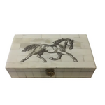 Madison Bay Co. 6-1/4" Horse Equestrian Engraved Bone Box